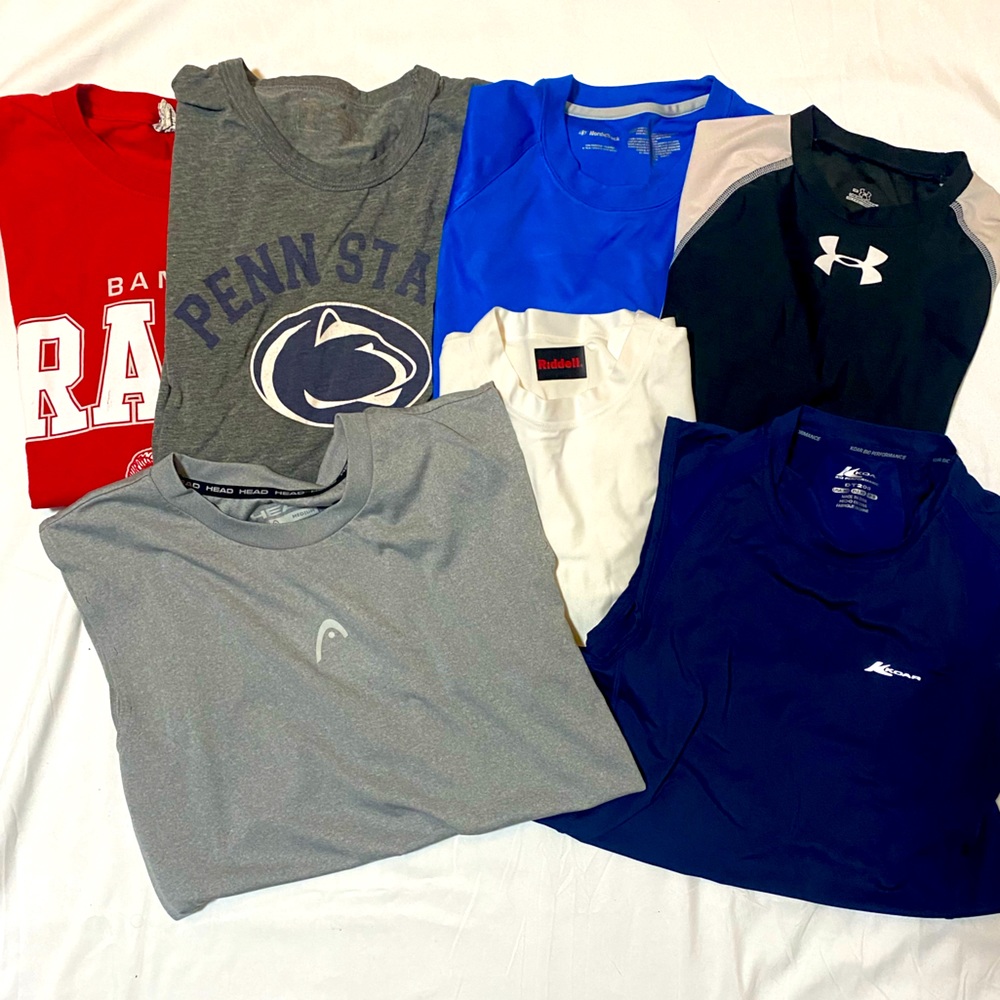 Athletic Tees, short sleeve / tank.  various colors and materials.  Size S/M